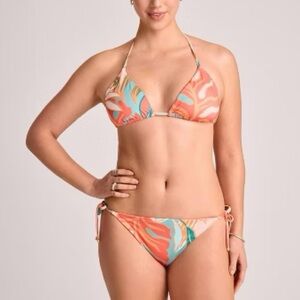 NWT Vitamin A Coral and Aqua Tropical String Bikini Set